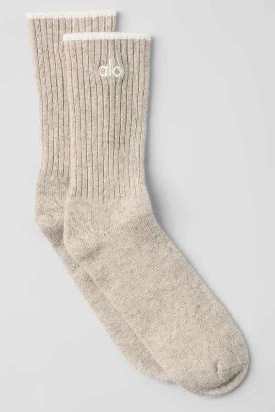Unisex-Socken aus Wolle und Kaschmir mit leichtem Frost-Effekt – Winter-Latte/Elfenbein