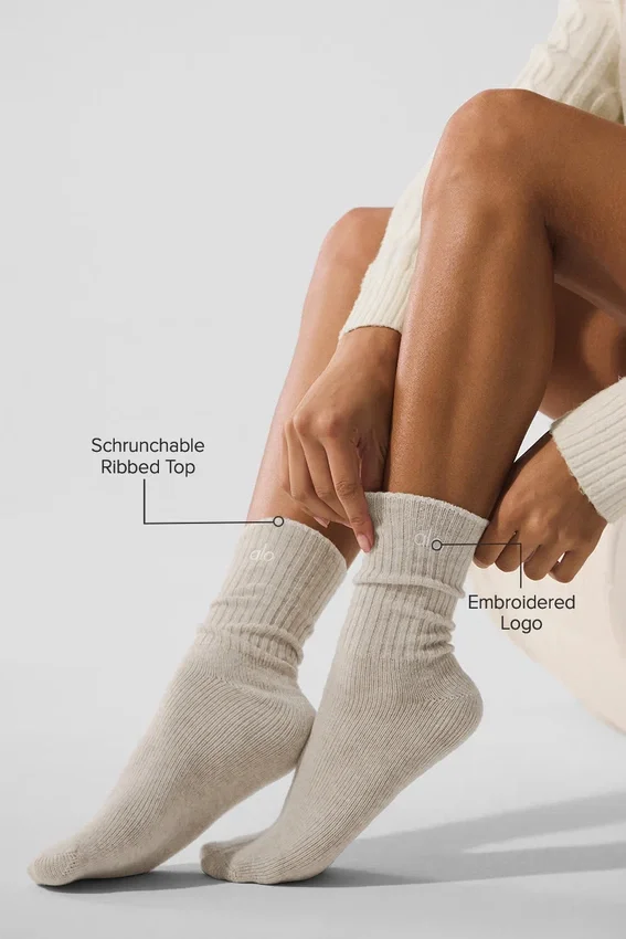 Unisex-Socken aus Wolle und Kaschmir mit leichtem Frost-Effekt – Winter-Latte/Elfenbein