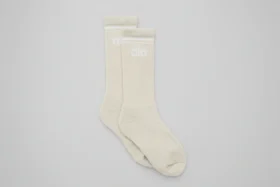Unisex-Socken im Retro-Stil – Beige/Weiß