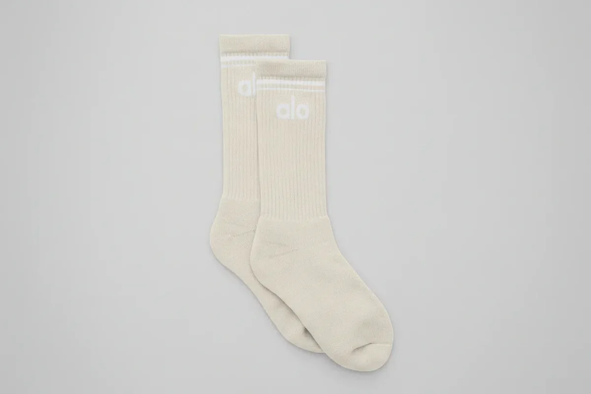 Unisex-Socken im Retro-Stil – Beige/Weiß