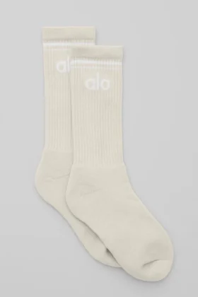Unisex-Socken im Retro-Stil – Beige/Weiß
