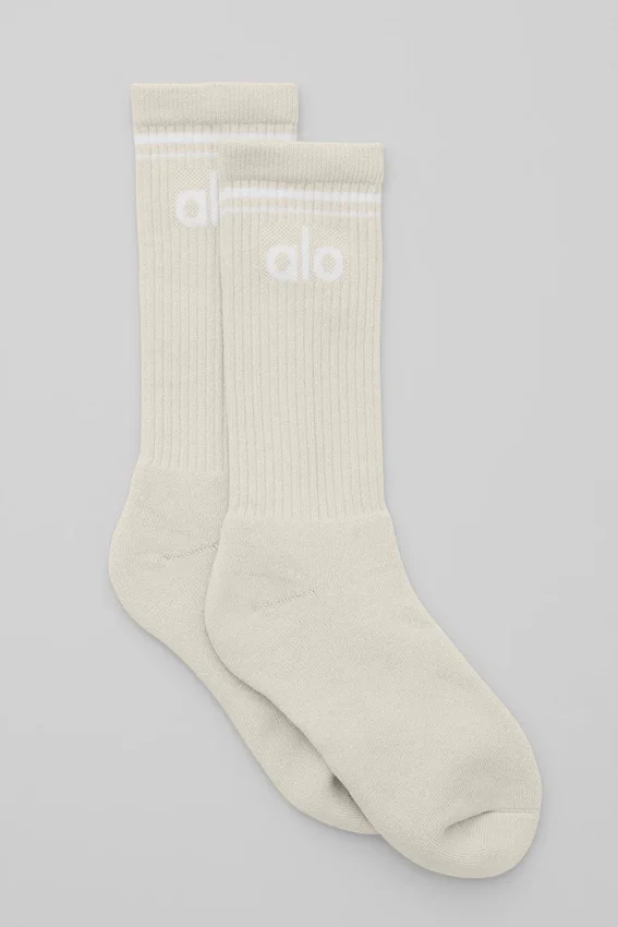 Unisex-Socken im Retro-Stil – Beige/Weiß