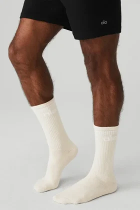 Unisex-Socken im Retro-Stil – Beige/Weiß