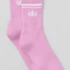 Unisex-Socken im Retro-Stil (Halb-Crew) – Candy Heart Pink/Weiß