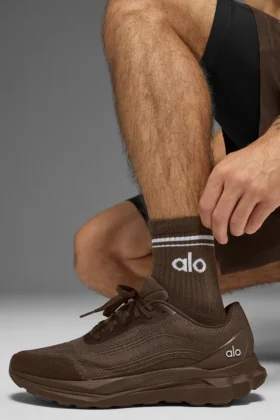 Unisex-Socken im Retro-Stil (Halb-Crew) – Espresso/Weiß