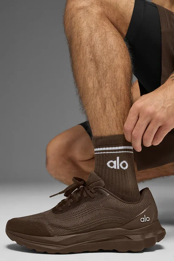Unisex-Socken im Retro-Stil (Halb-Crew) – Espresso/Weiß