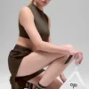 Unisex-Socken im Retro-Stil (Halb-Crew) – Espresso/Weiß
