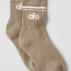 Unisex-Socken im Retro-Stil (Halb-Crew) – Kies/Weiß