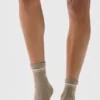 Unisex-Socken im Retro-Stil (Halb-Crew) – Kies/Weiß