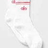 Unisex-Socken im Retro-Stil (Halb-Crew) – Weiß/Bonbonrot