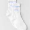 Unisex-Socken im Retro-Stil (Halb-Crew) – Weiß/Hell-Provence-Blau