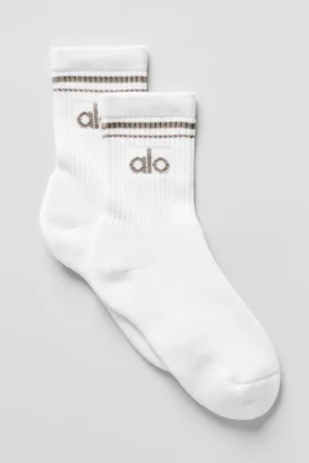Unisex-Socken im Retro-Stil (Halb-Crew) – Weiß/Helles Kakao