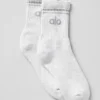 Unisex-Socken im Retro-Stil (Halb-Crew) – Weiß meliert/Grau