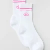 Unisex-Socken im Retro-Stil (Halb-Crew) – Weiß/Paradiesrosa