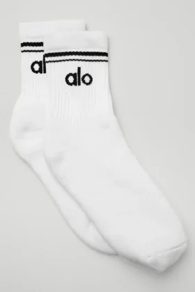 Unisex-Socken im Retro-Stil (Halb-Crew) – Weiß/Schwarz