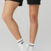 Unisex-Socken im Retro-Stil (Halb-Crew) – Weiß/Schwarz