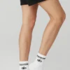 Unisex-Socken im Retro-Stil (Halb-Crew) – Weiß/Schwarz