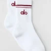 Unisex-Socken im Retro-Stil (Halb-Crew) – Weiß/Summer Romance Rot