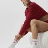Unisex-Socken im Retro-Stil (Halb-Crew) – Weiß/Summer Romance Rot