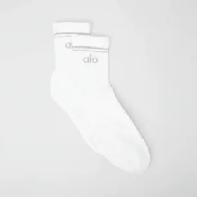 Unisex-Socken im Retro-Stil (Halb-Crew) – Weiß/Titan