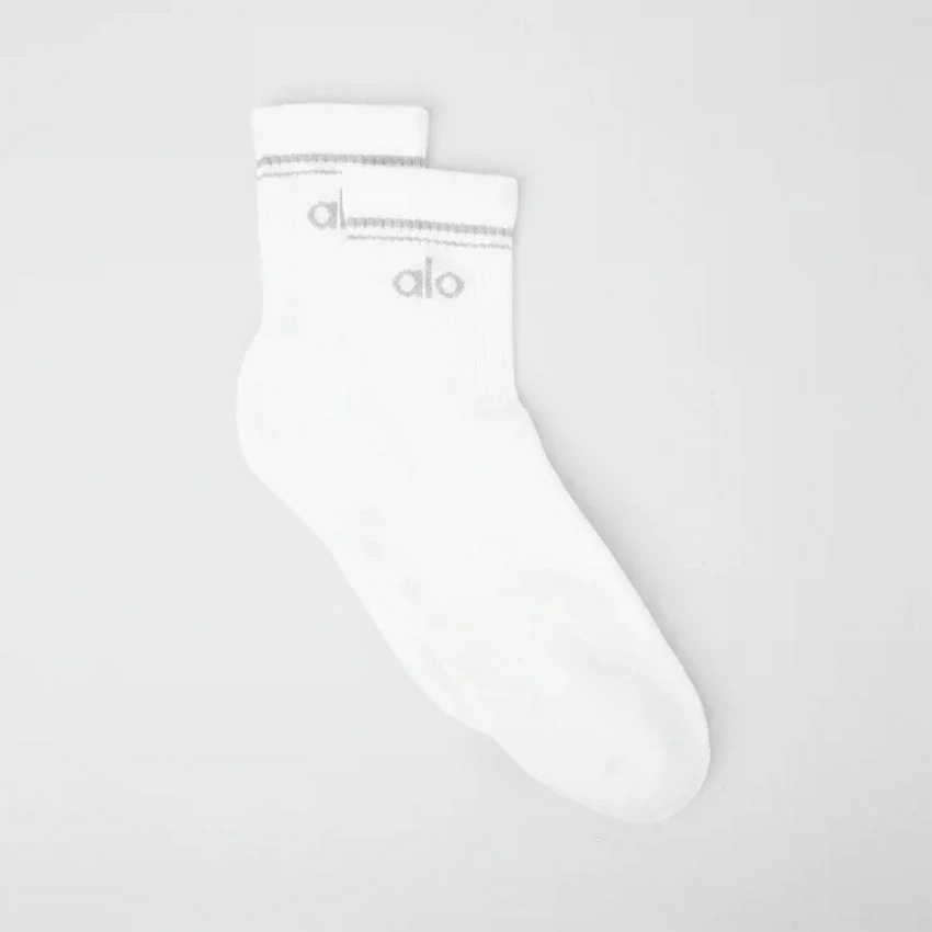 Unisex-Socken im Retro-Stil (Halb-Crew) – Weiß/Titan