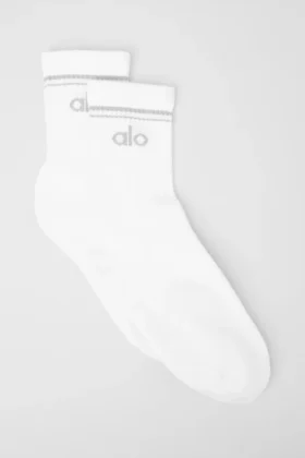Unisex-Socken im Retro-Stil (Halb-Crew) – Weiß/Titan