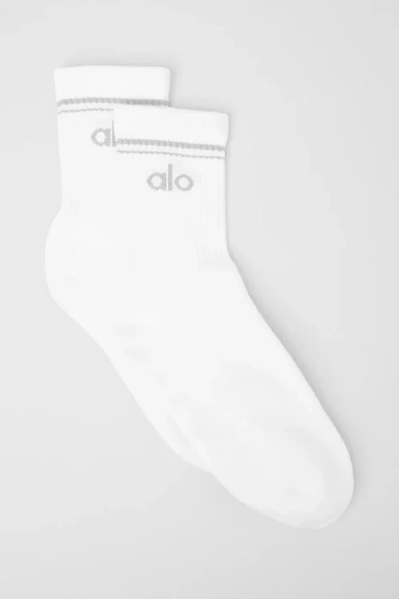 Unisex-Socken im Retro-Stil (Halb-Crew) – Weiß/Titan