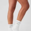Unisex-Socken im Retro-Stil (Halb-Crew) – Weiß/Titan