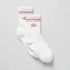 Unisex-Socken im Retro-Stil (Halb-Crew) – Weiß/Wildrosenrosa