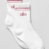 Unisex-Socken im Retro-Stil (Halb-Crew) – Weiß/Wildrosenrosa