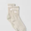Unisex-Socken im Retro-Stil, halbhoch – Haferflocken-Melange/Weiß