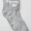 Unisex-Socken im Retro-Stil (Half-Crew) – Athletic Heather Grey/Weiß