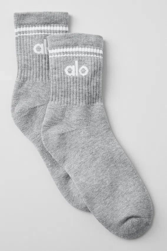 Unisex-Socken im Retro-Stil (Half-Crew) – Athletic Heather Grey/Weiß