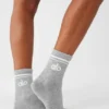 Unisex-Socken im Retro-Stil (Half-Crew) – Athletic Heather Grey/Weiß