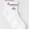 Unisex-Socken im Retro-Stil (Half-Crew) – Weiß/Plum Kiss