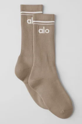 Unisex-Socken im Retro-Stil – Kiesgrau/Weiß