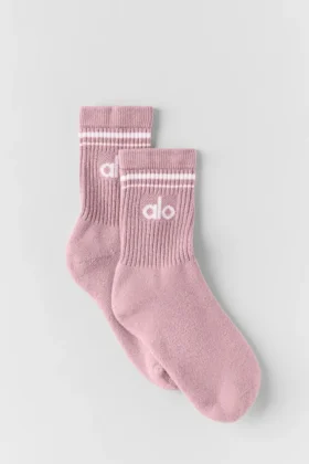 Unisex-Socken im Retro-Stil mit halbem Schaft – Vintage-Rosa/Weiß
