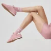 Unisex-Socken im Retro-Stil mit halbem Schaft – Vintage-Rosa/Weiß
