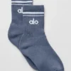 Unisex-Socken im Retro-Stil mit halbhohem Schaft – Bluestone/Weiß