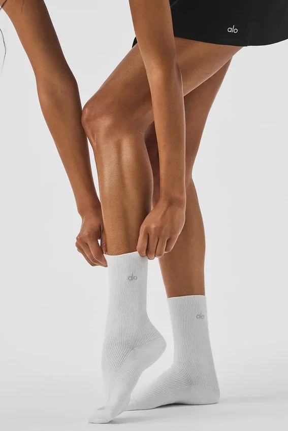 Unisex-Socken mit halbhohem Schaft – Weiß