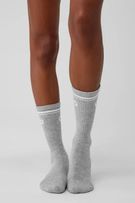 Unisex-Throwback-Socken – Athletic Heather Grey/Weiß