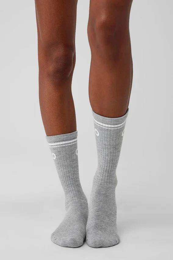 Unisex-Throwback-Socken – Athletic Heather Grey/Weiß