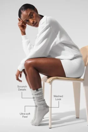 Unisex Washed Scrunch Socken – Hazy Grey Wash