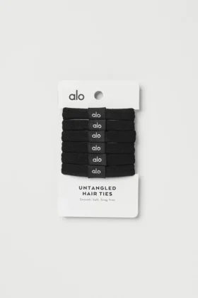 „Untangled“-Haargummi 6er-Pack – Schwarz