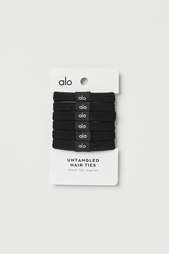 „Untangled“-Haargummi 6er-Pack – Schwarz
