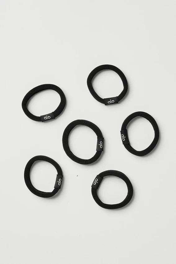 „Untangled“-Haargummi 6er-Pack – Schwarz