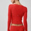 Unwind Langarmshirt aus Strick – Leuchtendes Rot