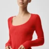 Unwind Langarmshirt aus Strick – Leuchtendes Rot