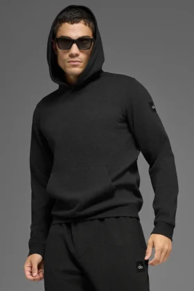 Waffel-Lounge-Hoodie – Schwarz