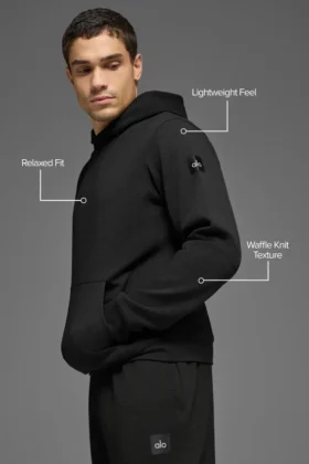 Waffel-Lounge-Hoodie – Schwarz